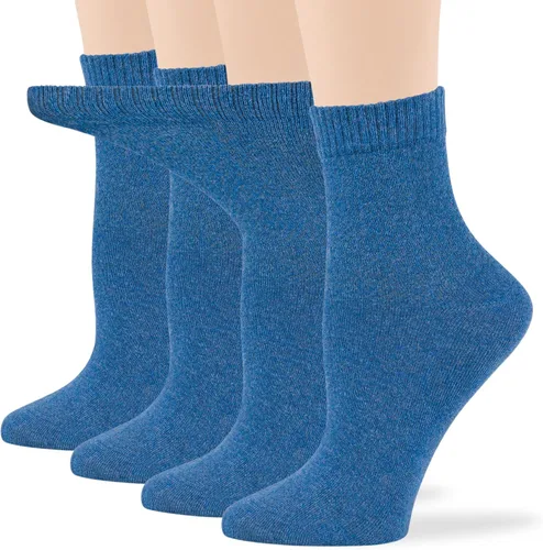 Miniatura 50 de 7BIGSTARS KINGDOM Women's Cotton Quarter Non-Binding Diabetic Fashion Socks-L-M-4 Pack-Multicolor