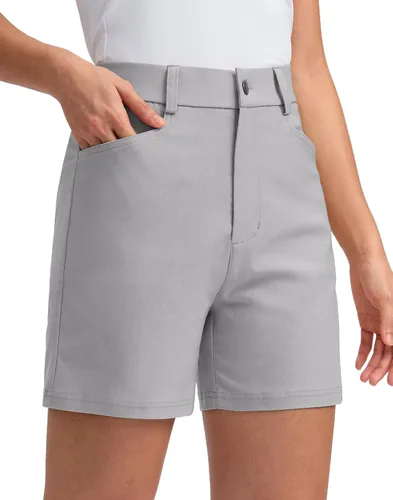 Miniatura 16 de G Gradual Pantalones cortos de golf de 5 pulgadas para mujer, elásticos, ligeros, para senderismo, con bolsillos, pantalones cortos casuales