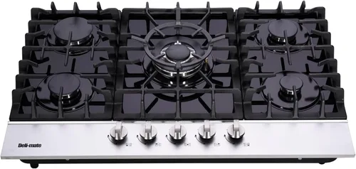 Miniatura 2 de Cocina de gas de 30 pulgadas, estufa de gas de vidrio templado incorporada de 5 quemadores, estufa de gas convertible GLPG/NG, encimera de gas