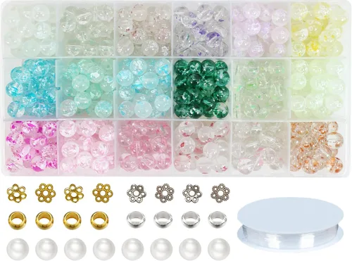 Miniatura 12 de 848 cuentas redondas de cristal agrietado – 0.236 pulgadas, 0.315 pulgadas, 0.394 pulgadas, 0.394 pulgadas, jade artificial para hacer joyas