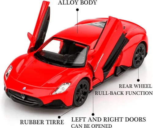 Miniatura 3 de TOKAXI Maserati MC20 escala 1/36 modelo de auto fundido a presión, vehículos de juguete de tracción trasera, regalos de autos para niños y niñas