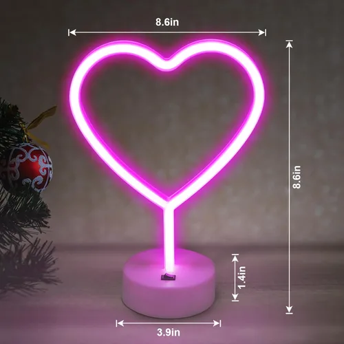Miniatura 2 de BRIGHTDECK Decoraciones del Día de San Valentín, 2 paquetes de letreros de neón en forma de corazón, luces LED rosas, baterías incluidas
