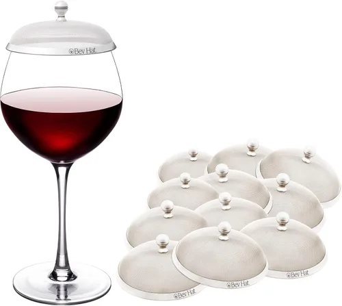 BevHat - Fundas de acero inoxidable para bebidas (paquete de 12), fundas para copas de vino para exteriores, protegen cócteles, tazas de café, tazas