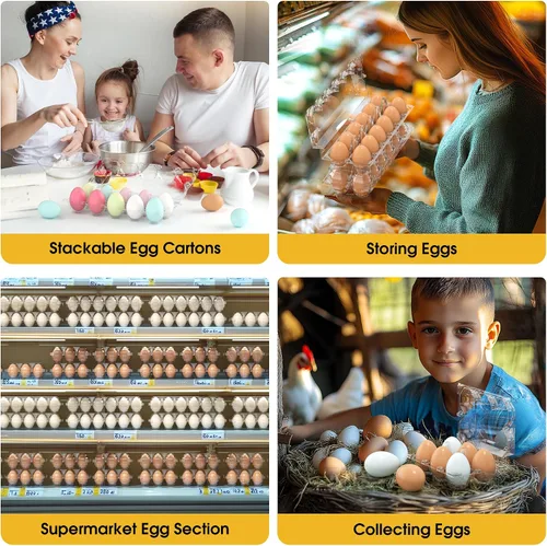 Miniatura 7 de 100 cartones de huevos baratos a granel, cartones de huevos grandes de plástico de 6 unidades, media docena de contenedores de huevos reutilizables