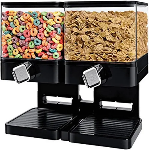 SEIWEI Dispensador de alimentos multifunción para almacenamiento de cereales con bandeja inferior desmontable para organización de cocina, grano de