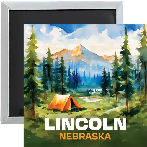 Lincoln Nebraska Souvenir - Tienda de campaña con imán (2,5 x 2,5 pulgadas)