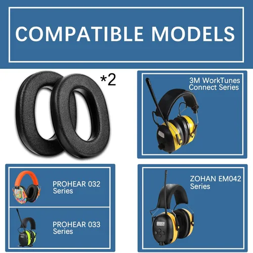 Miniatura 3 de PROHEAR Almohadillas de espuma de repuesto FEP01 (actualizadas) para auriculares de radio 3M WorkTunes Connect (90543, 90544, 90542, 90541,90507)