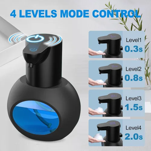 Miniatura 2 de Dispensador automático de jabón espumoso de 15 oz/420ml, desinfectante de manos espumoso, soporte de pared sin contacto con 4 niveles, dispensador