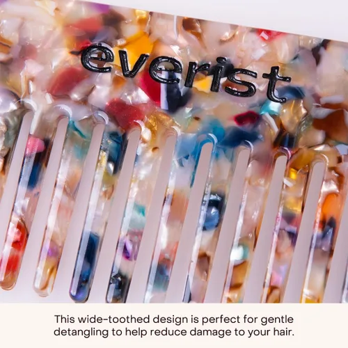 Miniatura 4 de Everist Peine de confeti – Peine desenredante de dientes anchos reciclado, apto para viajes para todo tipo de cabello