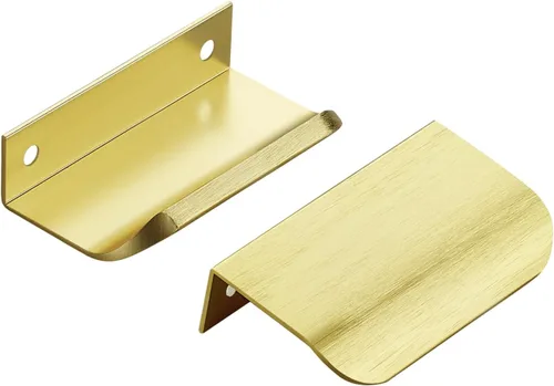 Ravinte Hardware Paquete de 6 Manijas Doradas para Gabinete, Tiradores de Borde de Dedo de 3 Pulgadas (76mm), Centro de Orificio de 2 Pulgadas,