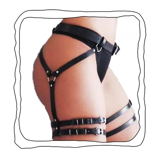 Correa de cadena sexi para la cintura, arnés de cuero para el cuerpo, cadena de liga para las piernas, accesorios de joyería para mujeres (estilo 1)