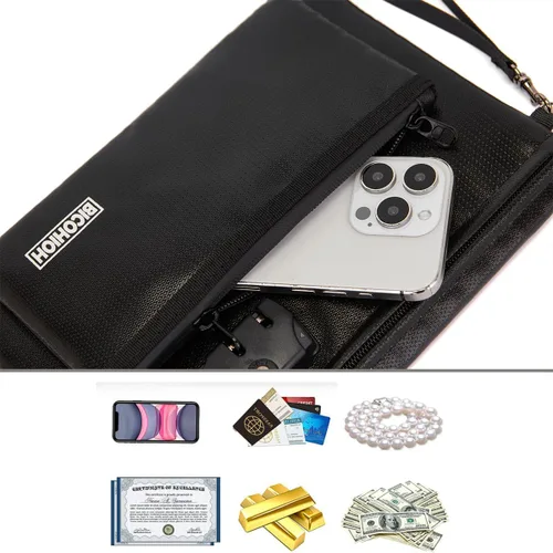 Miniatura 5 de Bolsa de dinero ignífuga con cerradura, bolsa de efectivo bolsa de banco para efectivo, bolsa de almacenamiento de objetos valiosos, caja fuerte