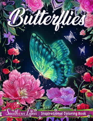 Butterflies Coloring Book: Beautiful Butterfly Illustrations With Flowers, Color Therapy Pages Of Cute Animals And Nature Scenes For Adults Women