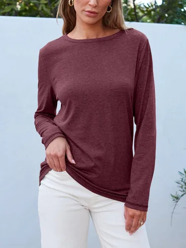 Miniatura 8 de SUNBS Paquete de 3 camisas de manga larga para mujer, ajuste holgado, ropa de otoño, ropa de moda 2025, camisetas básicas de entrenamiento, trajes