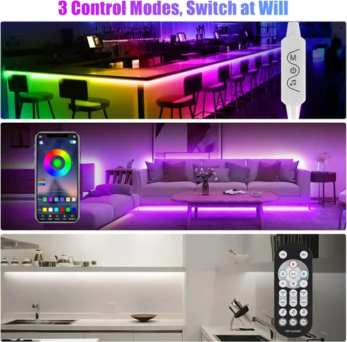 Miniatura 4 de Kit de 6 luces LED para debajo del gabinete, sincronización de música, luces LED que cambian de color con control remoto RF y aplicación, luces
