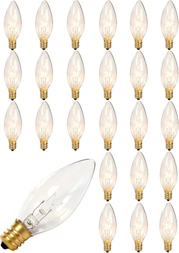 Miniatura 11 de Paquete de 25 Bombillas de Repuesto C7 Transparentes, Bombillas de Luz de Vela C7 para Exteriores, Luz de Vela Nocturna para Decoración de Patio