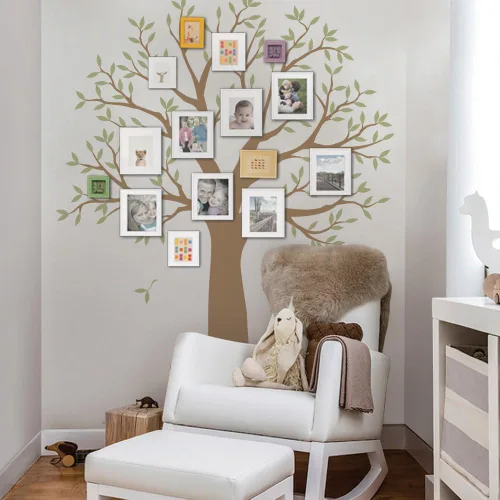 Miniatura 2 de Adhesivo estrecho para pared, diseño de árbol genealógico, dos colores (esquema B, tamaño pequeño: 62.5 pulgadas de ancho x 80 pulgadas de alto)