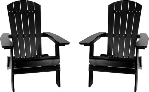 Miniatura 12 de Flash Furniture Charlestown – Silla plegable Adirondack de poliresina para interiores o exteriores, resistente a la intemperie, color negro