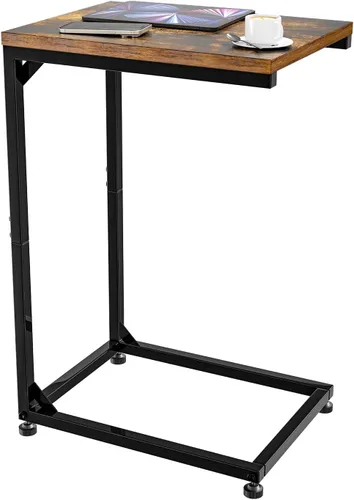 Simple Trending - Mesa auxiliar en forma de C, mesa lateral para sofá, pequeña mesa de sofá con bandeja para TV y marco de metal para sala de estar,