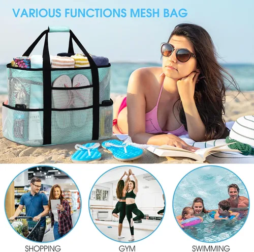 Miniatura 6 de oscaurt Bolsa de playa extra grande para mujer, impermeable, a prueba de arena, bolsa de playa de malla, bolsa de viaje para piscina