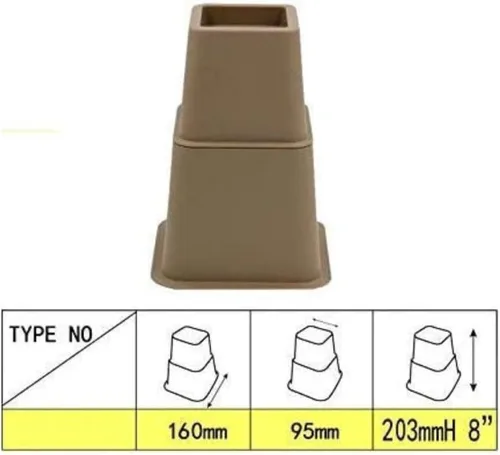 Miniatura 4 de HomeRoots Elevadores de cama ajustables y elevadores de muebles, elevadores de mesa de plástico resistente de 3, 5 u 8 pulgadas para cama y sofá