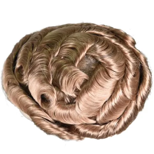 Miniatura 24 de Voloria Toupee para hombre ultra fina piel PU hombres postizo europeo virgen cabello humano reemplazo piezas 10x8inch 7 color marrón claro