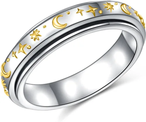 Miniatura 14 de Yearace Anillos giratorios para aliviar la ansiedad, anillo de plata de ley 925 para TDAH y alivio del estrés para mujeres