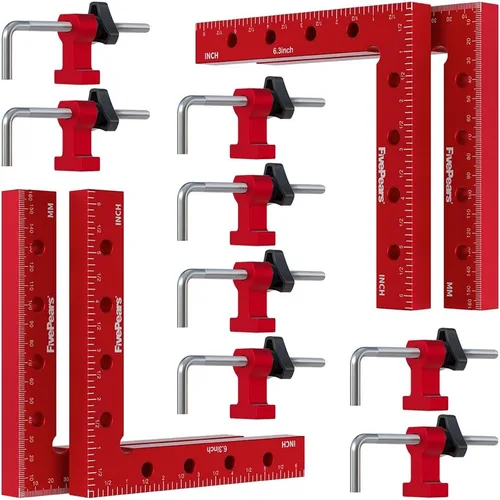Miniatura 6 de Fivepears Juego de 4 abrazaderas cuadradas de posicionamiento de 90 grados para carpintería, abrazadera de esquina de ángulo recto de precisión