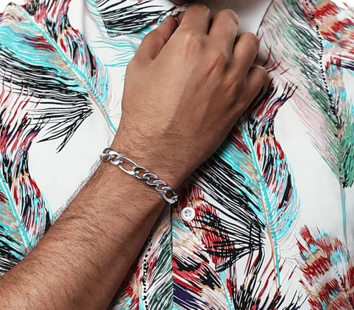 Miniatura 3 de Savlano Pulsera de plata de ley 925 italiana con eslabones fígaro sólidos para hombres y mujeres, fabricada en Italia, viene con una caja de regalo