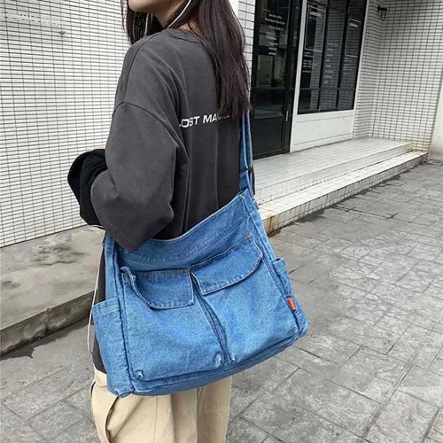 Miniatura 2 de Bolso cruzado bohemio hipster hobo bohemio hippie de lona, bolso de mano estético, bolso grande de hada grunge