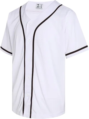 Miniatura 35 de Pullonsy Camiseta de béisbol en blanco para hombres y mujeres, camisas de manga corta con botones completos, hip hop, hipster, uniformes deportivos