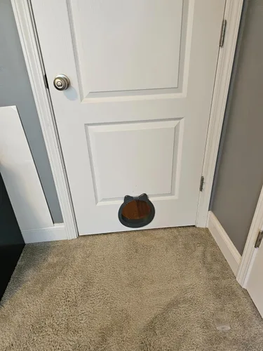 Miniatura 8 de Puerta interior grande para gatos, puerta de gato sin solapa para puerta interior, puerta de mascotas para gatos, fácil instalación, sin Gris