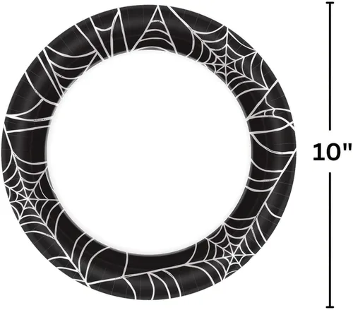 Miniatura 3 de Platos redondos de papel de telaraña – 10 pulgadas (paquete de 40) – Paquete elegante y duradero, perfecto para Halloween y celebraciones temáticas
