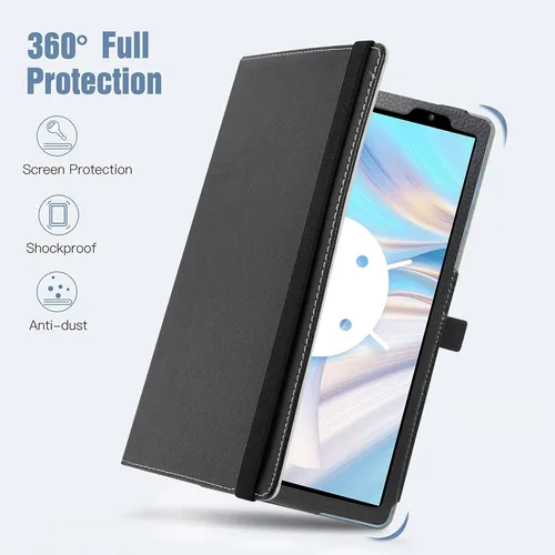 Miniatura 6 de Bige para tabletas TECLAST P26T/Vortex T10M Pro Plus de 10.1", soporte giratorio de 360 grados con cubierta de bonito patrón, color negro