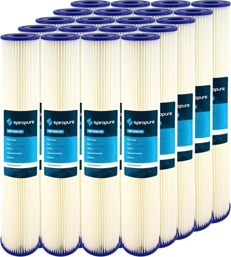 SpiroPure SP-R30-20 20x2.5 Cartucho de filtro de agua de sedimento de poliéster plisado de 30 micrones SPC-25-2030 R30-20 155416-43 (caja de 20)