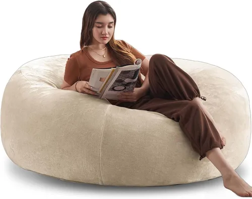 LKD Puf para adultos, 4 pies, puf con relleno, de espuma viscoelástica, puf de felpa, adecuado para dormitorio, balcón, juegos, ocio, lectura