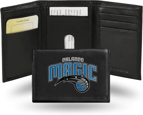 Miniatura 17 de NBA - Cartera de piel auténtica bordada de tres pliegues de 3.25 x 4.25 pulgadas, delgada por Rico Industries