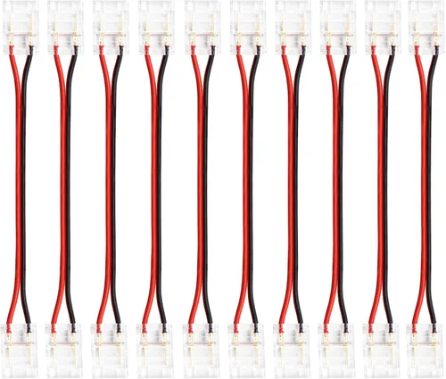 Miniatura 13 de LightingWill Conectores LED de 2 pines de 0.315 in, 10 unidades DC hembra conector transparente sin soldadura, conector de luz de cinta LED 2