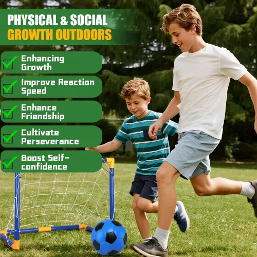 Miniatura 5 de Soccer Goal Set 23" W×18" H×12" D, Portable Soccer Goal Training Equipment, Mini Soccer Net with 3 Soccer Ball for Sports Game, Soccer Set for Kids