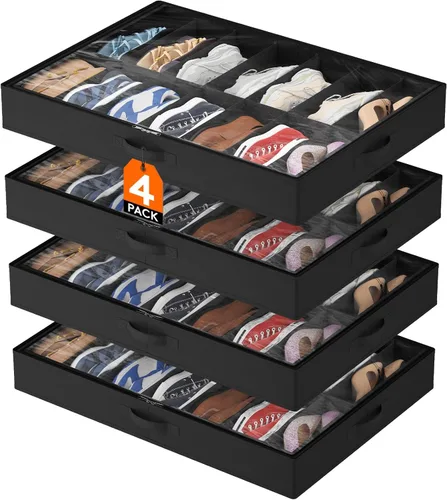 Miniatura 11 de Lifewit Organizador de almacenamiento de zapatos debajo de la cama, paquete de 2 (12 celdas de zapatos), caja de contenedores de tela de perfil
