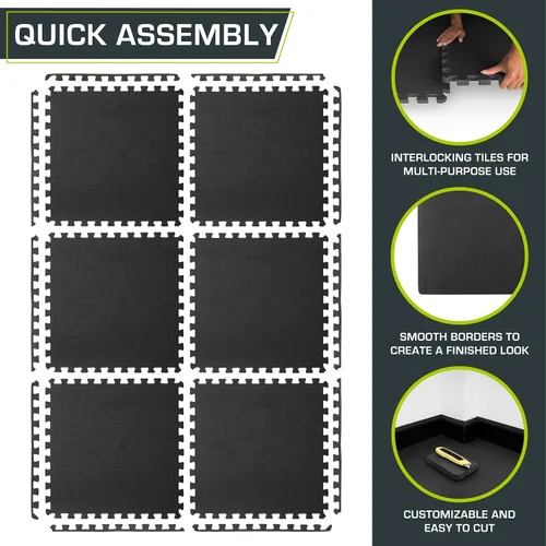 Miniatura 6 de ProsourceFit Alfombrilla de Ejercicio Tipo Rompecabezas Extra Gruesa ¾" y 1", Baldosas Entrelazadas de Espuma EVA para Suelo de Entrenamiento