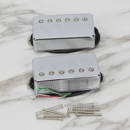 Miniatura 2 de FLEOR Juego de pastillas de guitarra Humbucker de cerámica para cuello de guitarra + puente de recogida cromado. Se ajusta a guitarras eléctricas