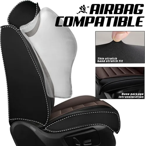 Miniatura 4 de Fundas de asiento de cuero para Nissan Murano 2003-2026, Protectores de asiento compatibles con airbag, Fundas de asiento automotrices impermeables
