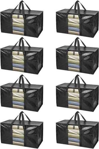 Miniatura 24 de BALEINE Paquete de 2 bolsas de mudanza de gran tamaño con asas reforzadas, bolsa de almacenamiento resistente para ropa, suministros de mudanza