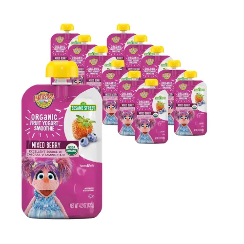 Miniatura 10 de Earth's Best Bolsas de batido de yogur orgánico, más de 24 meses, batido de yogur de frutas para niños de 24 meses en adelante, melocotón