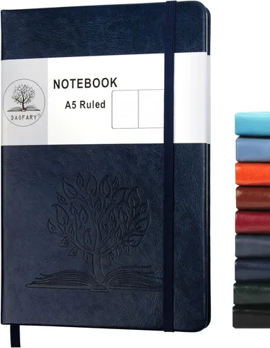 Miniatura 18 de Daofary Cuaderno A5 con rayas de cuero, 160 páginas, diario de 100gsm de papel grueso, tapa dura, con bolsillo, para trabajo, hombres y mujeres, 8.4