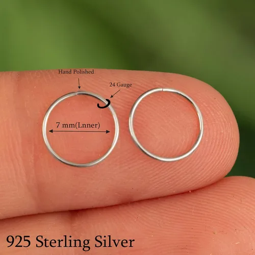 Miniatura 75 de Aretes de aro de oro de plata – Aretes de aro para mujer, dos piezas de aros de plata fina rellenos de oro, aro de hélice, anillo de tragus, aro