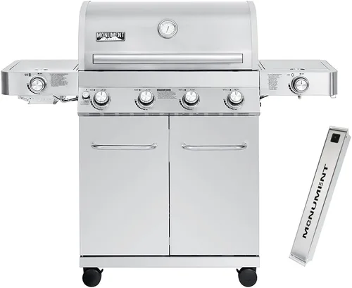 Miniatura 13 de Monument Grills Parrillas de gas propano de 4 quemadores más grandes de acero inoxidable con cubierta de barbacoa (2 artículos), uso al aire libre
