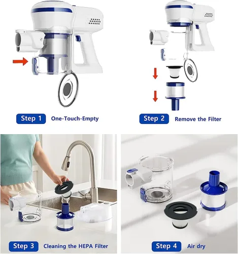 Miniatura 4 de Repuesto para aspiradora ORFELD V20 INSE N6 Aspiradora inalámbrica Filtros HEPA Accesorios Piezas X2 Filtro