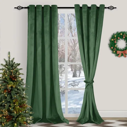 Miniatura 12 de XWZO Cortinas de terciopelo azul de 63 pulgadas de largo, elegantes cortinas de lujo suaves para sala de estar, aislamiento térmico, oscurecimiento